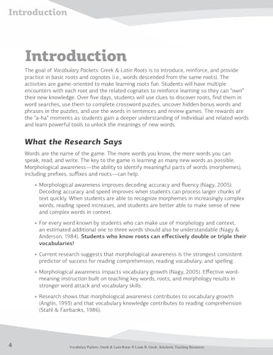 Vocabulary Packets: Greek & Latin Roots: Ready-to-Go Learning Packets That Teach 40 Key Roots and Help Students Unlock the Meaning of Dozens and Dozens of Must-Know Vocabulary Words