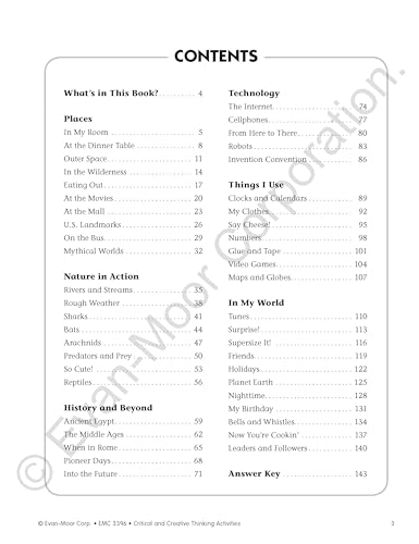 Evan-Moor Critical and Creative Thinking Activities Teacher's Book, Grade 6