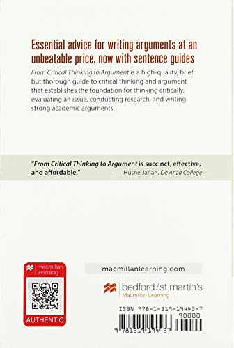 From Critical Thinking to Argument: A Portable Guide