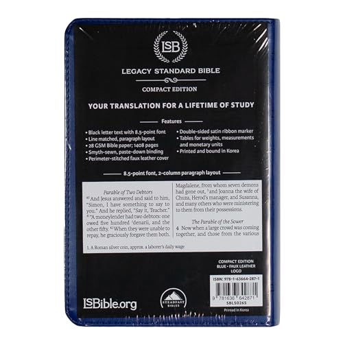 Legacy Standard Bible, Compact Edition - Paste-Down Blue Logo Faux Leather (LSB)