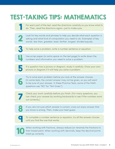 Scholastic Success with Math Tests Grade 6 Workbook