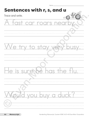 Evan-Moor Handwriting: Manuscript, Cursive, Grades K-8, Workbook, Line-tracing, Pen Control, Learn To Write, Fine Motor Skills, Beginning Cursive, Writing Letters, Sentences, Printing Practice