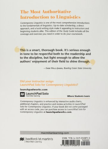 Study Guide for Contemporary Linguistics — back cover