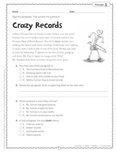 Comprehension Skills: Short Passages for Close Reading: Grade 6