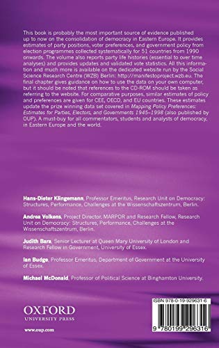 Mapping Policy Preferences II: Estimates for Parties, Electors and Governments in Central and Eastern Europe, European Union and OECD 1990-2003Includes CD-ROM