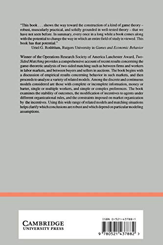 Two-Sided Matching: A Study in Game-Theoretic Modeling and Analysis (Econometric Society Monographs, Series Number 18)