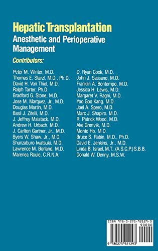 Hepatic Transplantation: Anesthetic and Perioperative Management