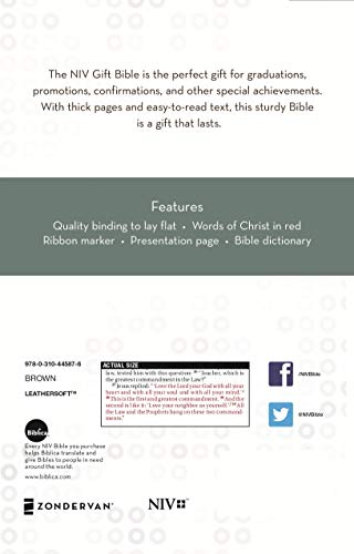 NIV, Gift Bible, Leathersoft, Brown, Red Letter Edition