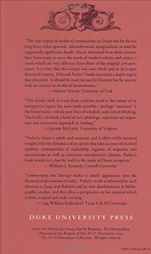 Commentary and Ideology: Dante in the Renaissance — back cover