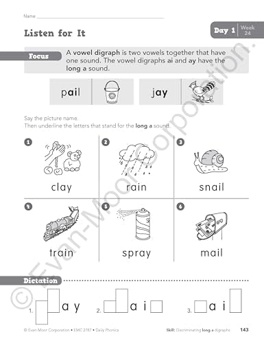 Evan-Moor Daily Phonics, Grade 1, Homeschooling & Classroom Resource Workbook. Phonemic Awareness, Decoding, Word-Study, Teaching Editions, Reproducible Worksheets