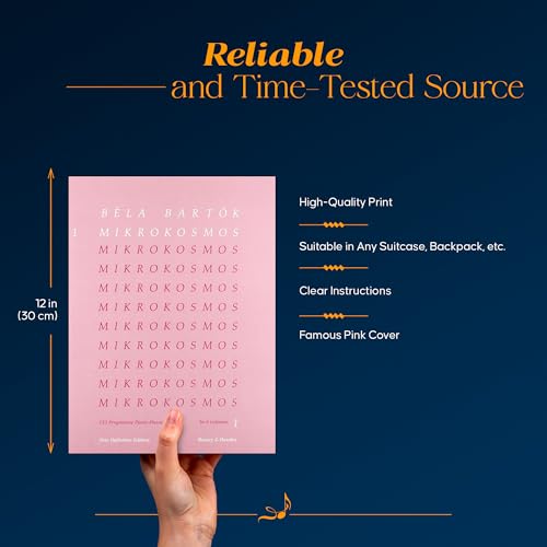 Mikrokosmos Volume 1 (Pink): Piano Solo - Piano Lessons Classic - Pink Piano Book with Music Theory and Exercises - Piano Sheet Music Book in English, French, German, and Hungarian