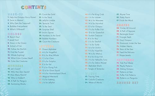 Preschool Activity Book Ocean Animals: 75 Games to Learn Letters, Numbers, Colors, and Shapes (School Skills Activity Books)