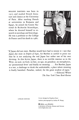 Empire of Signs by Roland Barthes (New)