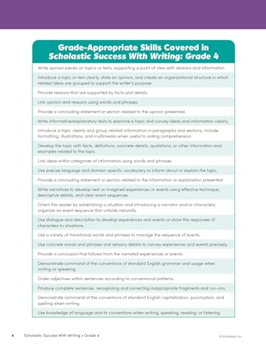Scholastic Success with Writing Grade 4 Workbook