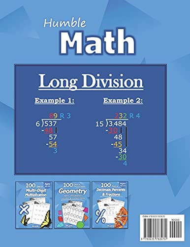 Humble Math - 100 Days of Long Division: Ages 10-13: Dividing Large Numbers with Answer Key - With and Without Remainders - Reproducible Pages - Long ... Practice Workbook - Advanced Drill Exercises