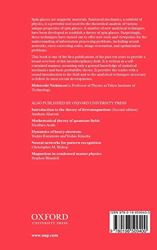 Statistical Physics of Spin Glasses and Information Processing: An Introduction (International Series of Monographs on Physics)