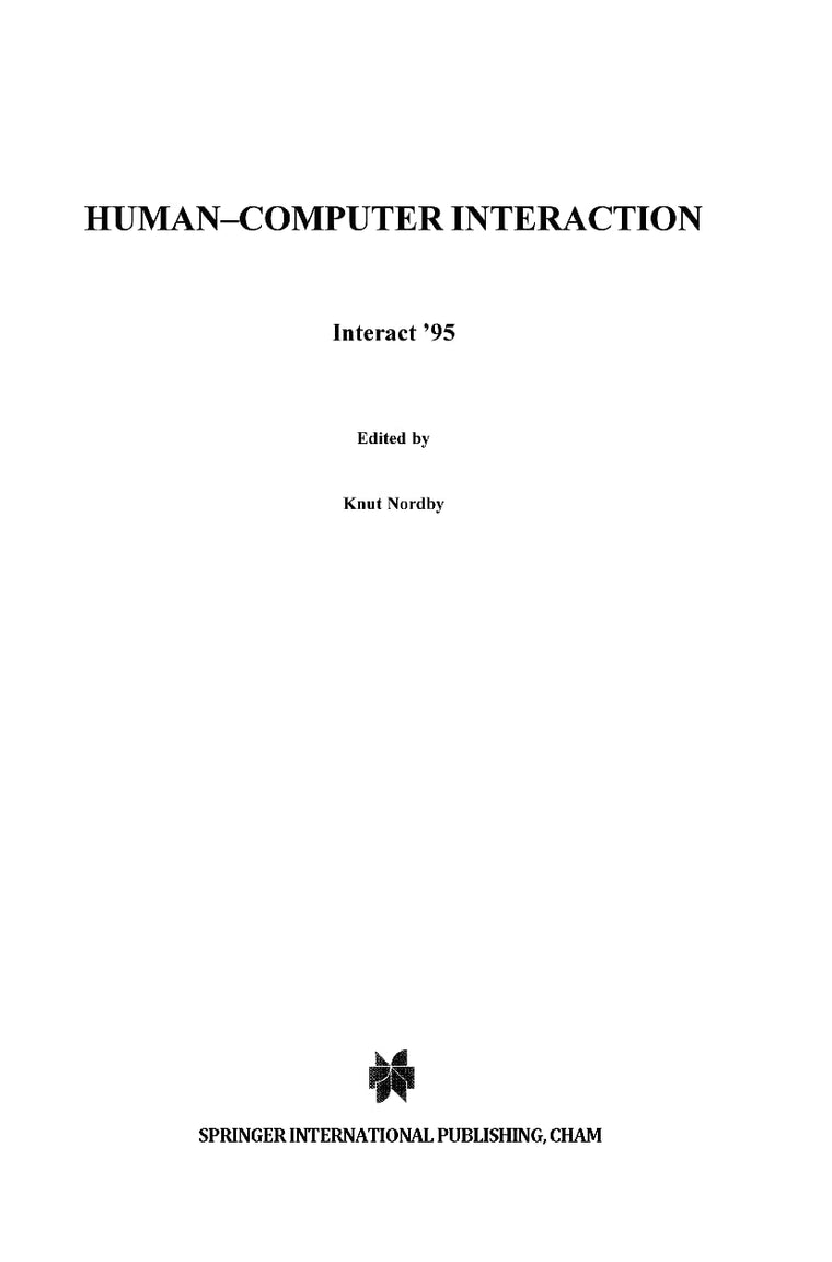 Human-Computer Interaction: Interact '95 (IFIP Advances in Information and Communication Technology)