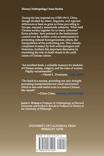 Death Ritual in Late Imperial and Modern China (Studies on China) (Volume 8) — back cover