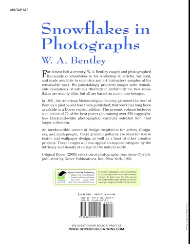 Snowflakes in Photographs (Dover Pictorial Archive) — back cover