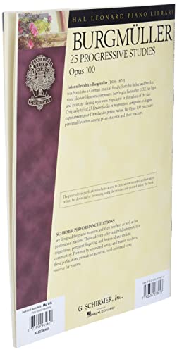 Burgmuller - 25 Progressive Studies, Opus 100 Book/Online Audio (Schirmer's Library of Musical Classics)