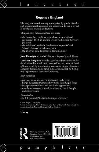 Regency England: The Age of Lord Liverpool (Lancaster Pamphlets)