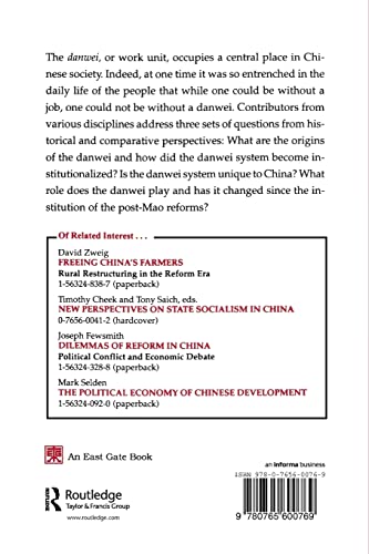 The Danwei: Changing Chinese Workplace in Historical and Comparative Perspective (Socialism and Social Movements)