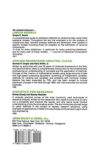 Matrix Algebra Useful for Statistics — back cover