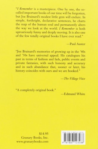 Joe Brainard: I Remember — back cover