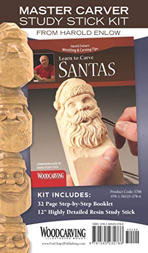 Santas Study Stick Kit (Learn to Carve Faces with Harold Enlow): Learn to Carve Santas Booklet & Santa Study Stick (Fox Chapel Publishing) High-Quality Resin Study Stick with Step-by-Step Instructions