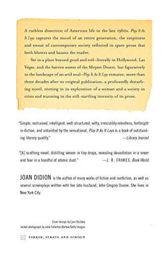 Play It As It Lays (FSG Classics) — back cover