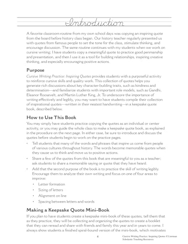 Cursive Writing Practice: Inspiring Quotes: Reproducible Activity Pages With Motivational and Character-Building Quotes That Make Handwriting Practice Meaningful