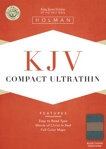 KJV Compact Ultrathin Bible, Blue/Taupe LeatherTouch