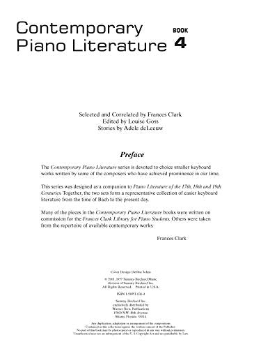 Contemporary Piano Literature, Bk 4 (Frances Clark Library for Piano Students, Bk 4)