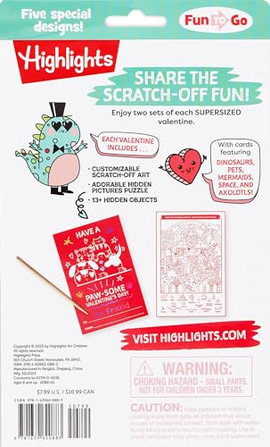 Scratch-and-Play Valentine's Hidden Pictures: Interactive Valentines Day Fun with Scratch-Off Designs, Hidden Pictures Puzzles and Cards for Kids to Create, Share and Enjoy (Highlights Fun to Go)