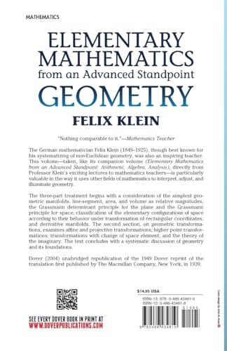 Elementary Mathematics from an Advanced Standpoint: Geometry