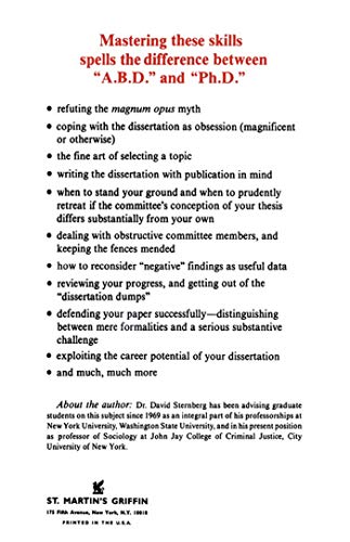 How to Complete and Survive a Doctoral Dissertation