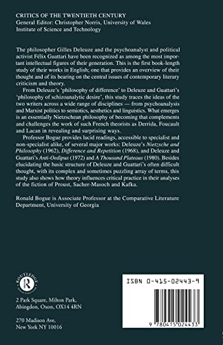 Deleuze and Guattari (Critics of the Twentieth Century)