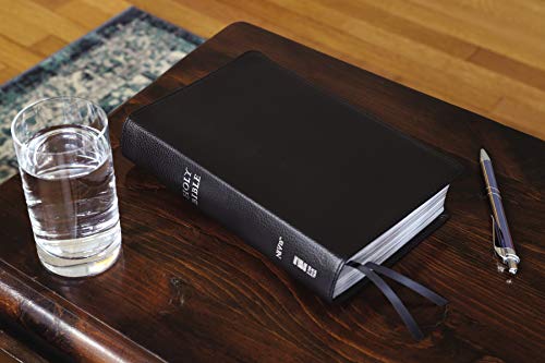 NIV, Personal Size Reference Bible, Large Print, Premium Leather, Calfskin, Black, Red Letter, Comfort Print