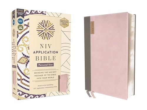 NIV Application Bible, Personal Size, Leathersoft, Pink/Gray, Red Letter, Comfort Print: Bringing the Ancient Message of the Bible into Your World (NIV Application Commentary Resources)