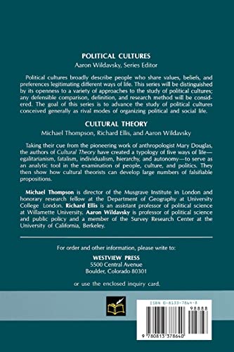 Cultural Theory (Political Cultures Series)