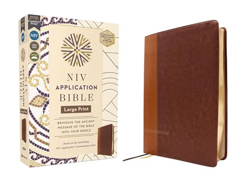 NIV Application Bible, Large Print, Leathersoft, Brown, Red Letter, Comfort Print: Bringing the Ancient Message of the Bible into Your World (NIV Application Commentary Resources)