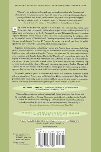 Thoreau's Democratic Withdrawal: Alienation, Participation, and Modernity (Studies in American Thought and Culture)