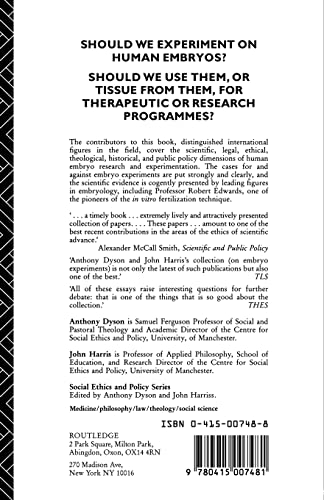Experiments on Embryos (Social Ethics and Policy)