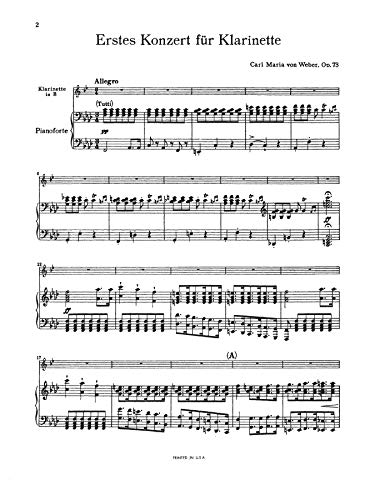 Clarinet Concerto No. 1 in F Minor, Op. 73 (Orch.): Part(s) (Kalmus Edition)