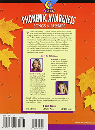 Fall Phonemic Awareness Songs & Rhymes: Fun Lyrics Sung to Familiar Tunes — back cover