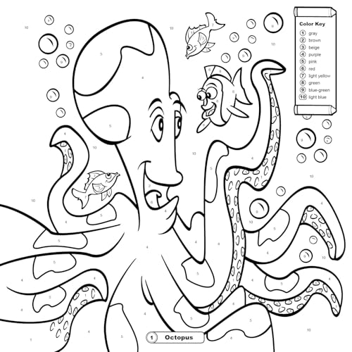 Color by Number: Ocean Life - Coloring Books for Kids 4-6 Years Old, Super Thick Pages, Tear-Out for Display