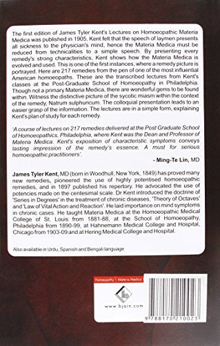 Lectures on Homoeopathic Materia Medica