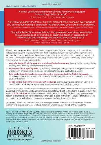 Unlocking Literacy: Effective Decoding and Spelling Instruction, Second Edition — back cover