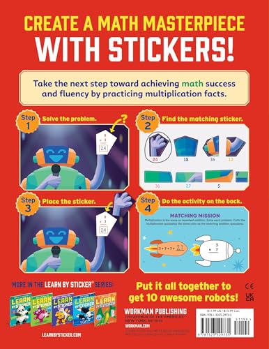 Learn by Sticker: Multiplication: Use Math to Create 10 Awesome Robots! (Learn by Sticker, 6)
