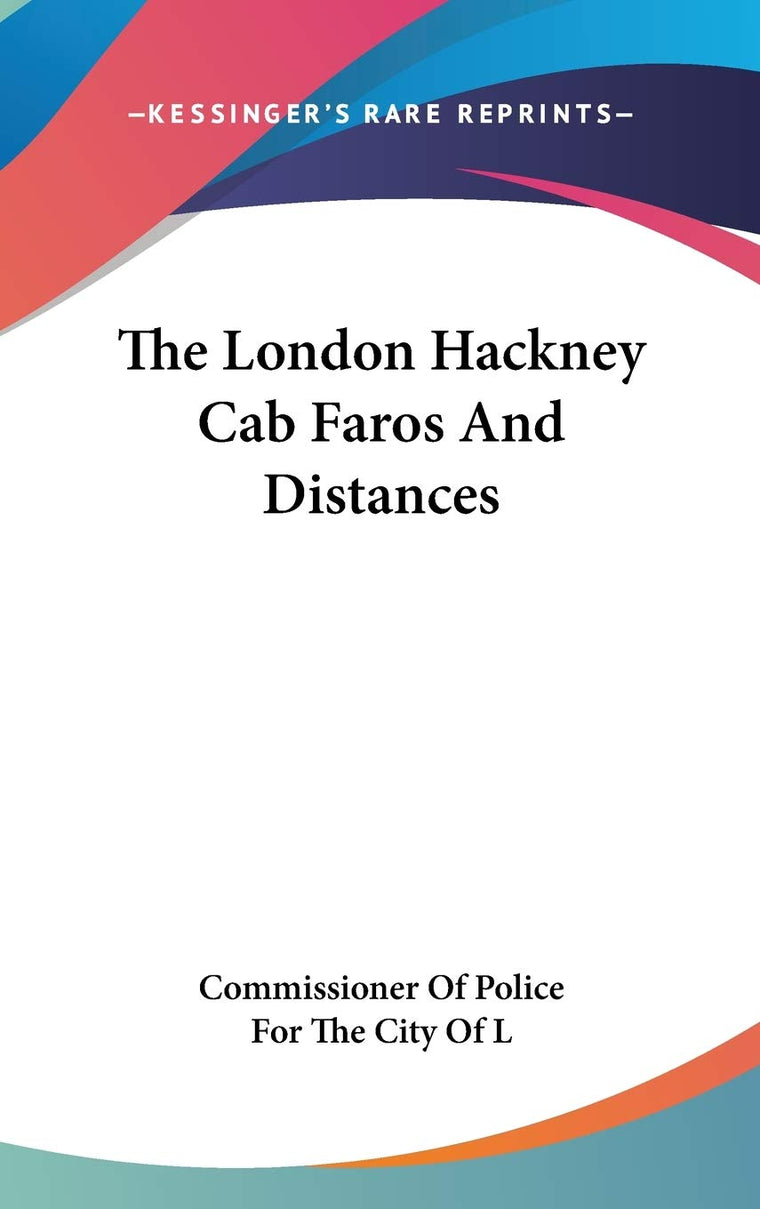 The London Hackney Cab Faros And Distances